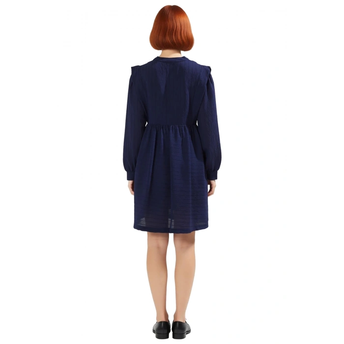 Kadınlara Özel Hakim Yaka Uzun Balon Kol Shift Mini Elbise Rahat Günlük Giy Çık Stili Kaliteli