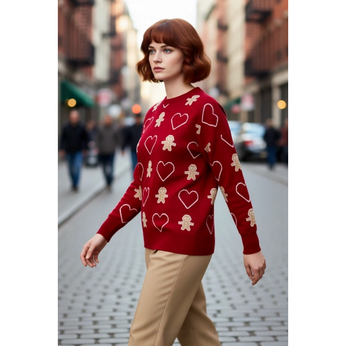 Kadınlara Özel Kış Sezonu Bisiklet Yaka Düşük Kol Akrilik Triko Regular Kalıp Kazak Kaliteli