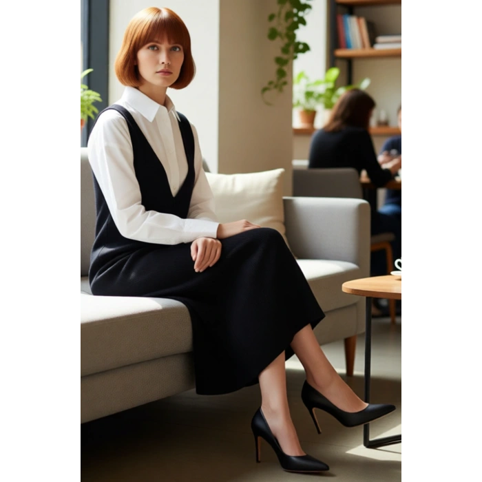 Kadınlara Özel Kolsuz Akrilik Triko Midi Jile Elbise V Yaka Düz Desen Casual Tarzınızı Tamamlar