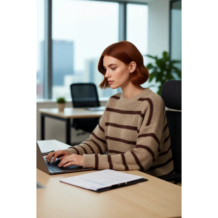 Kadınlara Özel Oversize Çizgili Triko Kazak Bisiklet Yaka Uzun Kollu Kış Stiline Modern Dokunuş