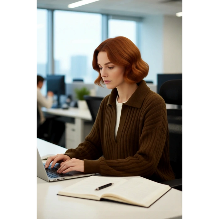 Kadınlara Özel Oversize Fitilli Triko Kazak Düşük Kol Polo Yaka Kış Sezonu İçin İdeal Günlük Giyim