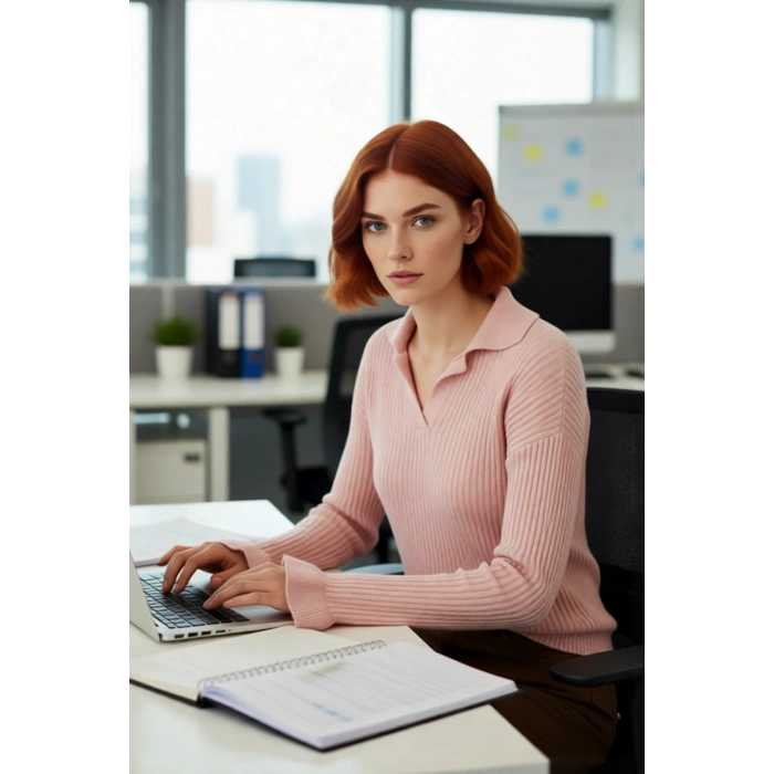 Kadınlara Özel Regular Kalıp Apaş Yaka Triko Kazak Volanlı Kol Detaylı Kışlık Şıklık Kaliteli