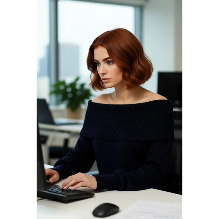 Kadınlara Özel Regular Kalıp Carmen Yaka Triko Kazak Kış Şıklığı İçin İdeal Uzun Kollu Tasarım