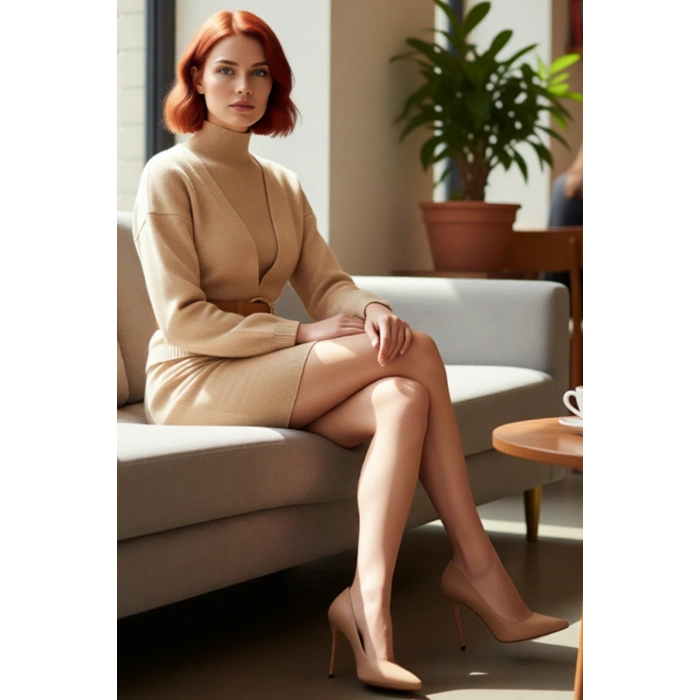 Kadınlara Özel Shift Kalıp Dik Yaka Triko Midi Elbise ve Hırka İkili Takım Konforlu Şıklık