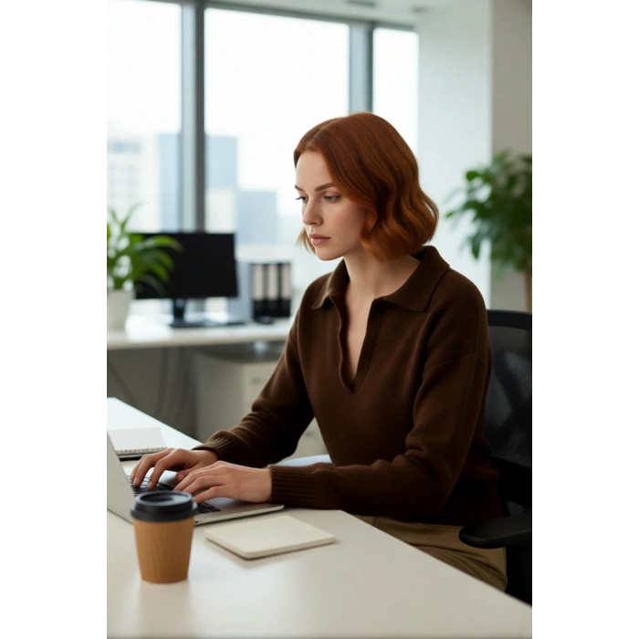 Kadınların Gardırobuna Özel Tek Plaka Triko Kazak Oversize Rahat Polo Yaka Günlük Şıklık Kaliteli