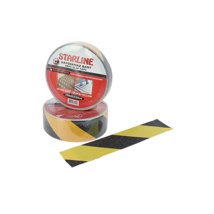 Kaydırmaz Bant 50mm x 15m Sarı-Siyah – Güvenlik İçin İdeal Kaymaz Çözüm