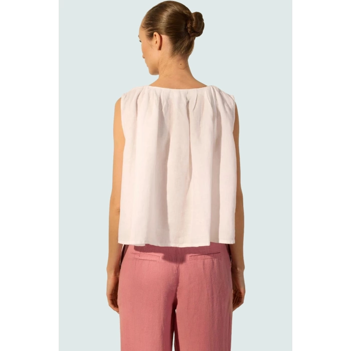 Keten Crop Bluz Dik Yaka Bağlama Detayı Günlük Stil Özel Tasarım Şık Görünüm