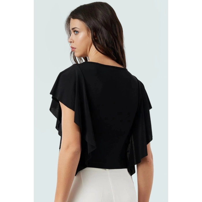 Kısa Kollu Kadın Bluz Polyester Örme Crop Bisiklet Yaka Günlük Stil Zarifane Tasarım