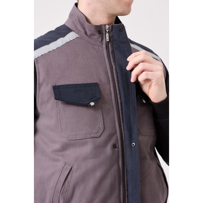 Kışlık Gabardin İş Yeleği Sıcak Rüzgar Geçirmez Blaze Tutucu Fonksiyonel Cepli