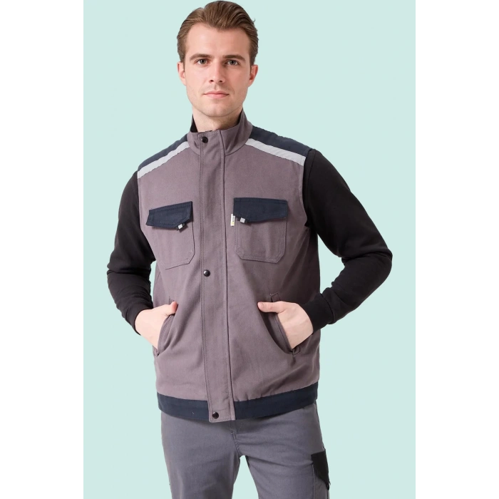 Kışlık Gabardin İş Yeleği Sıcak Rüzgar Geçirmez Blaze Tutucu Fonksiyonel Cepli