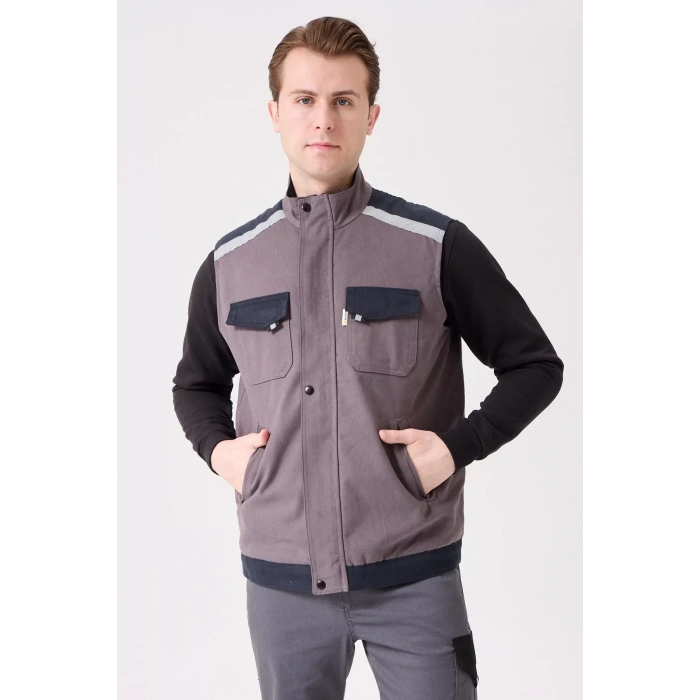 Kışlık Gabardin İş Yeleği Sıcak Rüzgar Geçirmez Blaze Tutucu Fonksiyonel Cepli