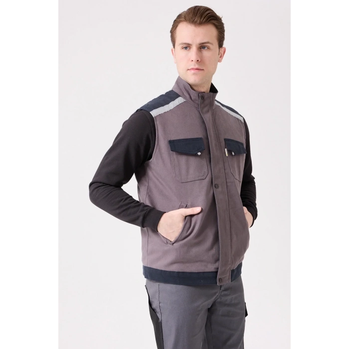 Kışlık Gabardin İş Yeleği Sıcak Rüzgar Geçirmez Blaze Tutucu Fonksiyonel Cepli