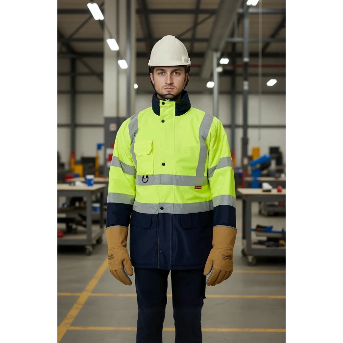 Kışlık İş Güvenliği Parkası Neon EN ISO 13688 20471 343 Linum