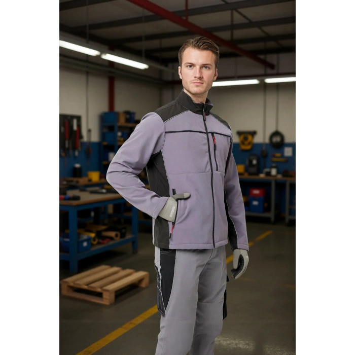 Kışlık İş Güvenliği Softshell Mont Allium Suya Rüzgar Kesici Termal İç Astarlı