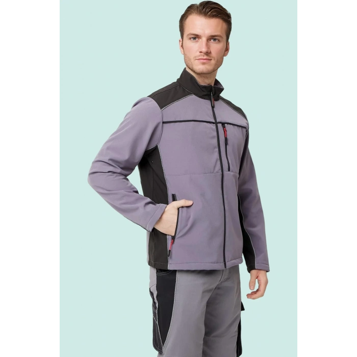 Kışlık İş Güvenliği Softshell Mont Allium Suya Rüzgar Kesici Termal İç Astarlı