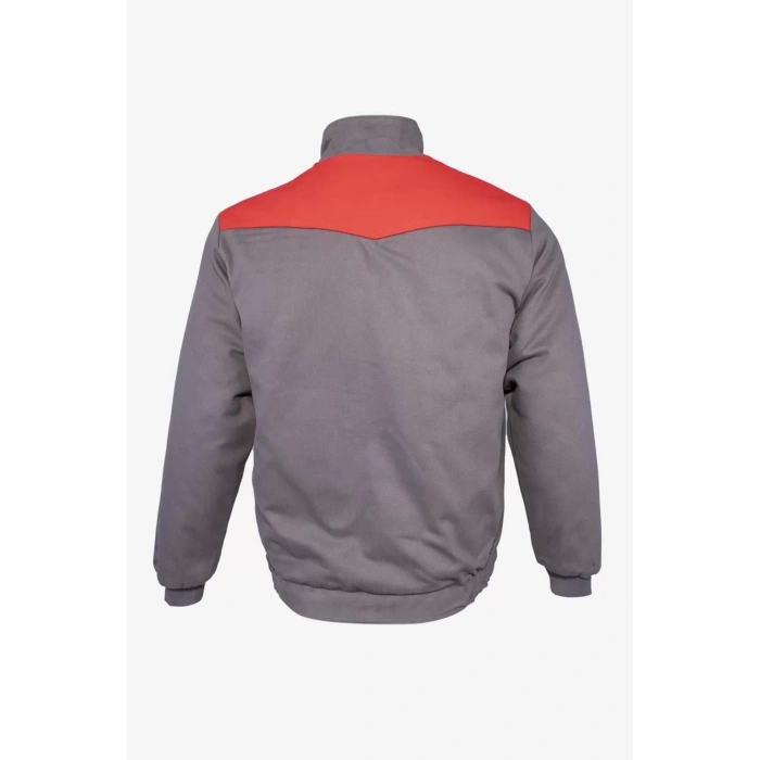 Kışlık İş Montu GriKırmızı Pamuklu Polar Astarlı Nigra Tasarım