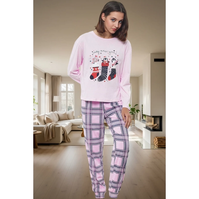 Kışlık Penguen Desenli %100 Pamuk Pijama Takımı Rahat ve Sıcak Profesyonel Görünüm Konforlu Kesim