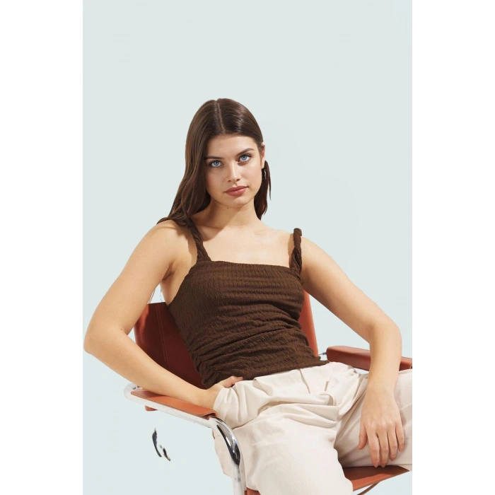 Kolsuz Bluz %58 Pamuk Kare Yaka Fitted Yaz için Mükemmel Zarifane Tasarım Premium Kalite