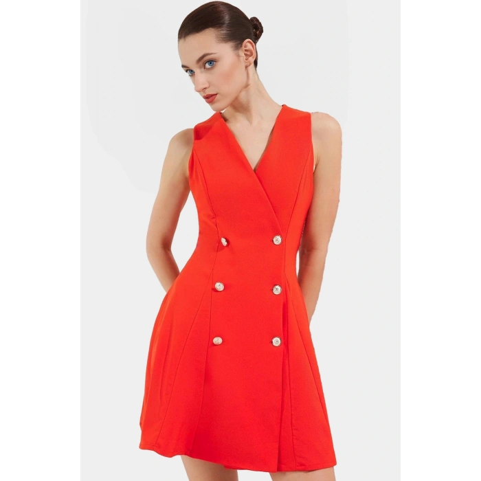 Kolsuz Finike Dokuma Mini Elbise 88% Polyester 12% Elastan Trend Tasarım