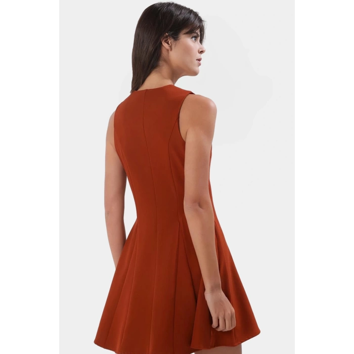 Kolsuz Finike Dokuma Mini Elbise 88% Polyester 12% Elastan Trend Tasarım