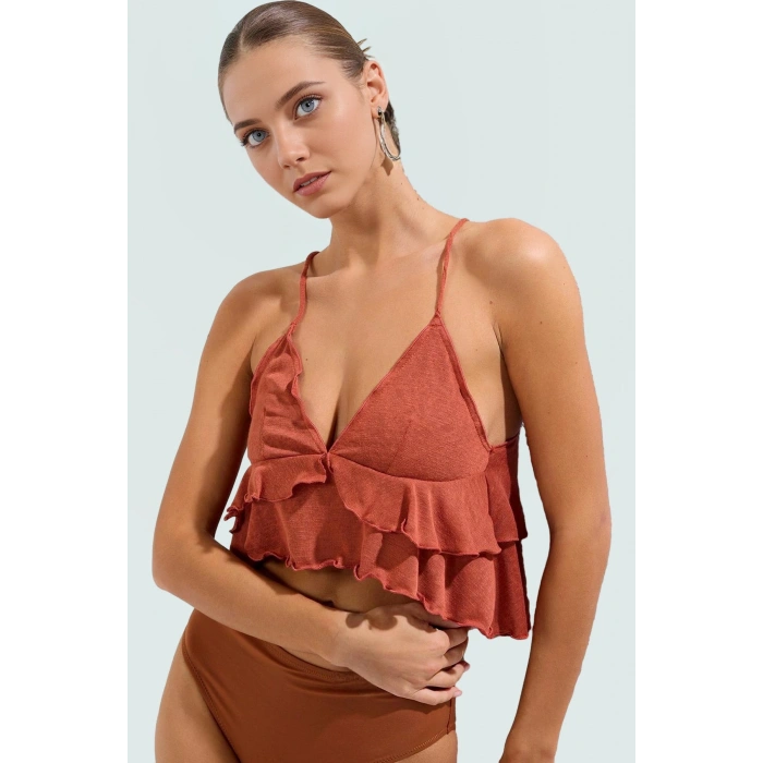Kolsuz Örme Bluz Basic Plaj Giyim Regular Kalıp Özel Tasarım Günlük Kullanım İçin