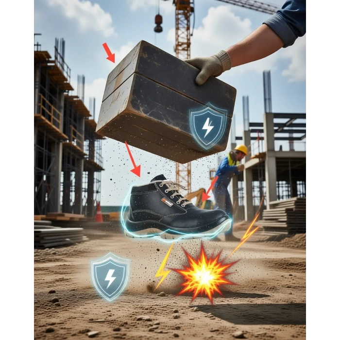 Kompozit Burunlu Su Geçirmez İş Botu Mekap Pontiac Atp Cilt Deri Çelik Kaymaz Suya