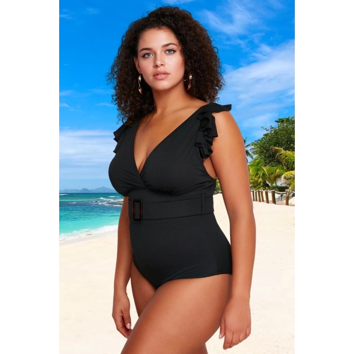Konforlu Modern Büyük Beden Mayo Klora Dayanıklı Plus Size Plaj Ve Havuz İçin