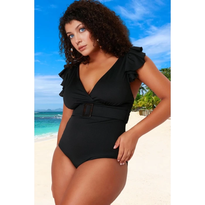 Konforlu Modern Büyük Beden Mayo Klora Dayanıklı Plus Size Plaj Ve Havuz İçin