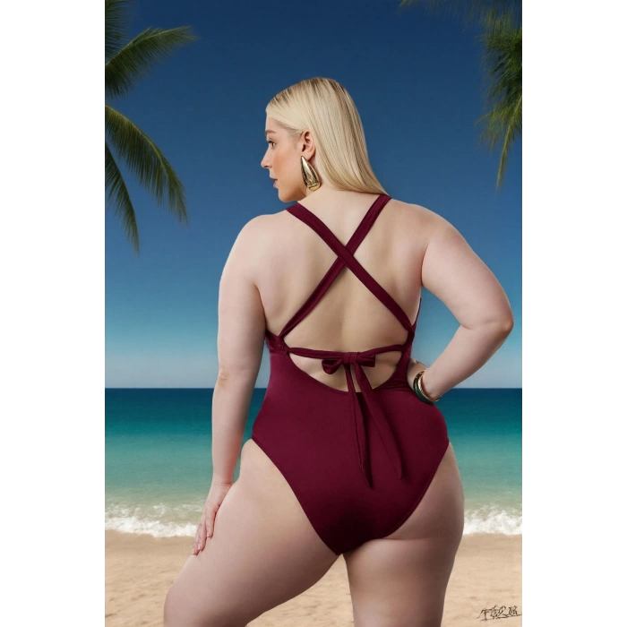 Konforlu Modern Büyük Beden Mayo Plaj Kıyafeti Plus Size UV Korumalı