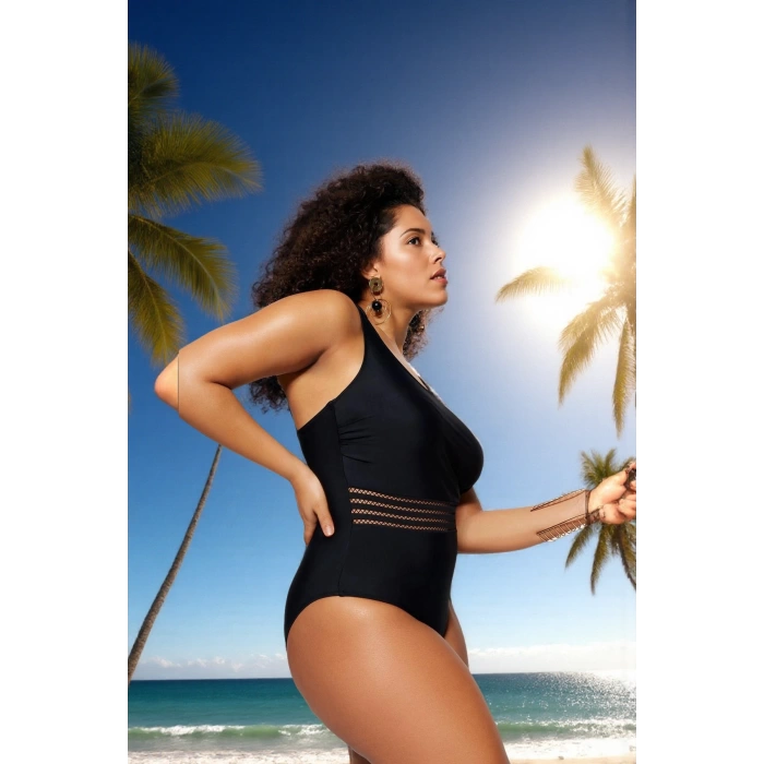 Konforlu Plus Size Mayo Tasarım Büyük Beden Deniz Kıyafeti Esnek Kumaş