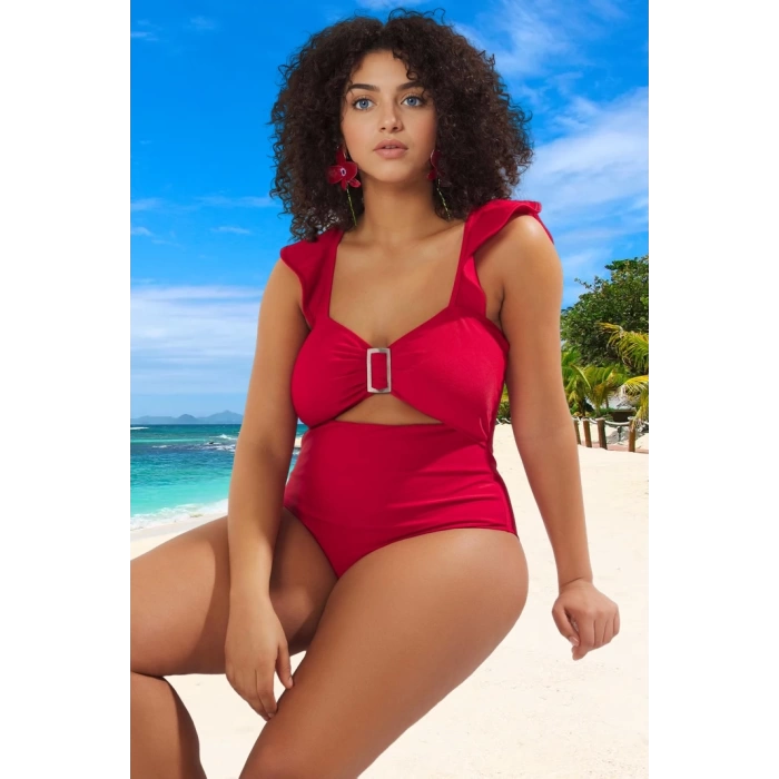 Konforlu Plus Size Mayo Tasarım Büyük Beden Esnek Kumaş Plaj Ve Havuz İçin Şık Detaylı