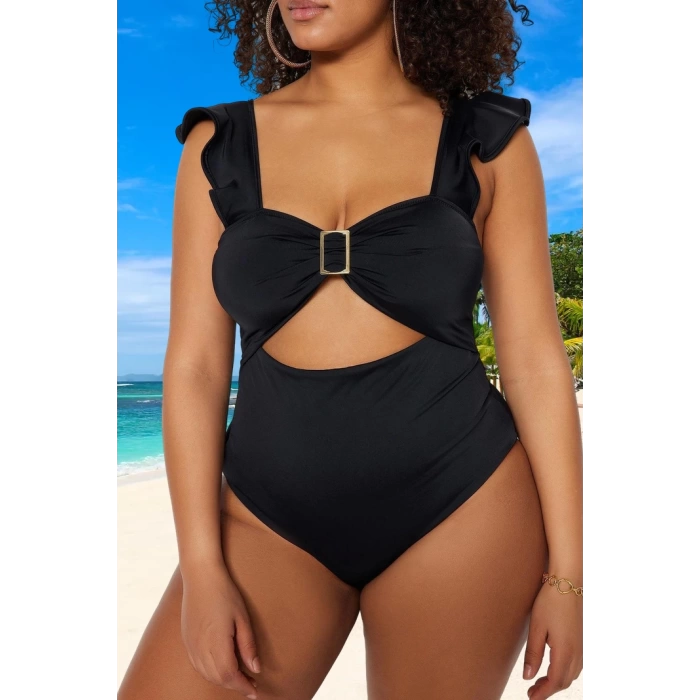 Konforlu Plus Size Mayo Tasarım Büyük Beden Esnek Kumaş Plaj Ve Havuz İçin Şık Detaylı