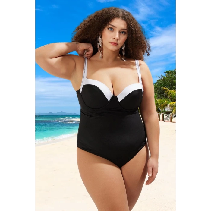 Konforlu Plus Size Mayo Tasarım Büyük Beden Plaj Ve Havuz İçin Klora Dayanıklı Yüksek Konfor