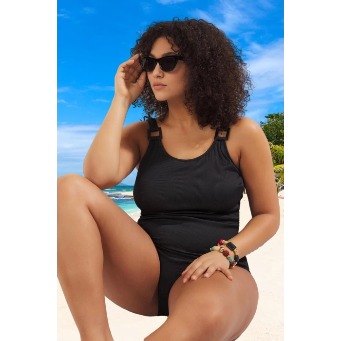 Konforlu Plus Size Mayo Tasarım Büyük Beden Rahat Kesim Plaj Kıyafeti