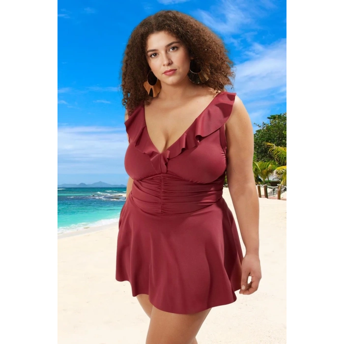 Konforlu Plus Size Mayo Tasarım Büyük Beden Yüksek Konfor UV Korumalı Deniz Kıyafeti