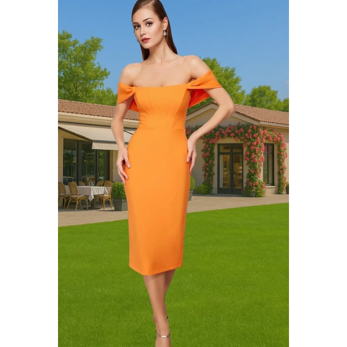 Leopar Desenli Midi Boy Bodycon Abiye Elbise Polyester Karışımlı Yazlık Yüksek Kalite Seçkin Malzeme