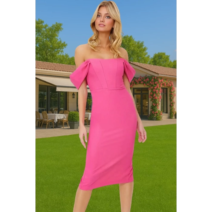 Leopar Desenli Midi Boy Bodycon Abiye Elbise Polyester Karışımlı Yazlık Yüksek Kalite Seçkin Malzeme