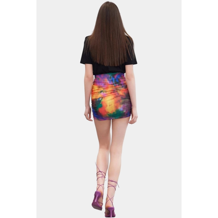 Limited Edition Pamuklu Mini Elbise Büzgü Detaylı Örme Kumaş Dayanıklı Malzeme