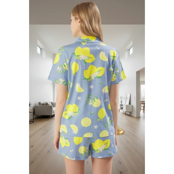 Limon Desenli %100 Pamuk Örme Pijama Yazlık Rahatlık Mükemmel Uyum Trend Tasarım Modern Stil