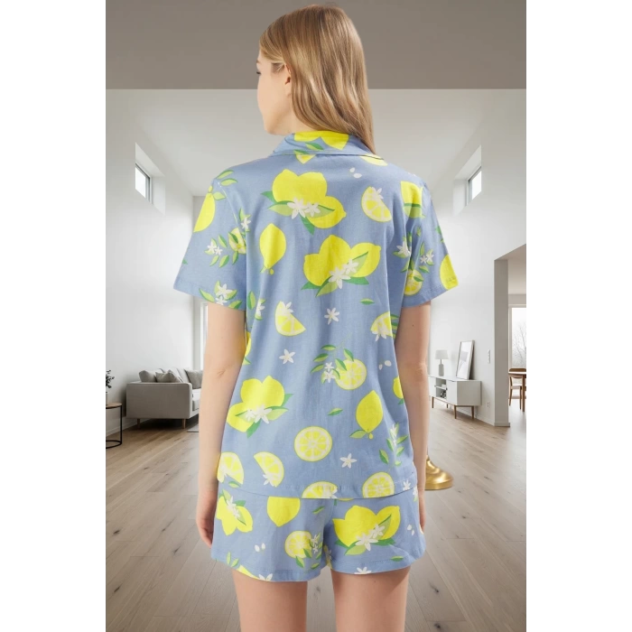 Limon Desenli %100 Pamuk Örme Pijama Yazlık Rahatlık Mükemmel Uyum Trend Tasarım Modern Stil