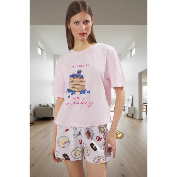 Mantar Desenli Pamuklu Pijama Takımı Rahat ve Şık Uyku Görünüm Modern Stil