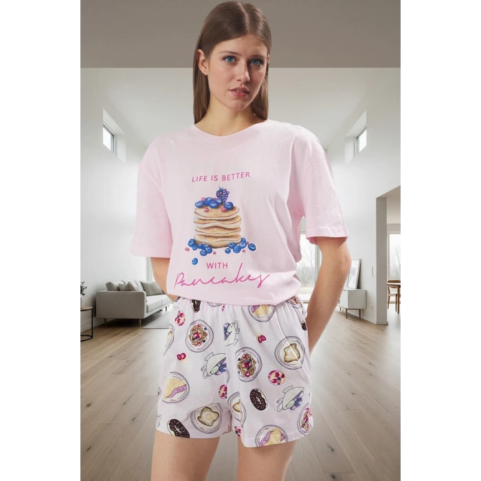 Mantar Desenli Pamuklu Pijama Takımı Rahat ve Şık Uyku Görünüm Modern Stil