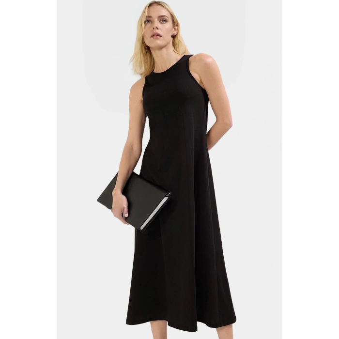 Maxi A line Örme Pamuklu Elbise Halter Yaka Günlük Casual Rahat Ve Şık Kullanım Premium Kalite
