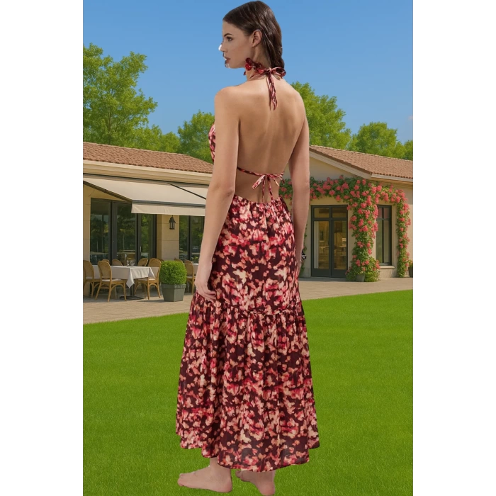 Maxi Batik Desenli A line Viskoz Plaj Elbisesi Yazlık Şık Mükemmel Uyum Şık Görünüm Seçkin Malzeme