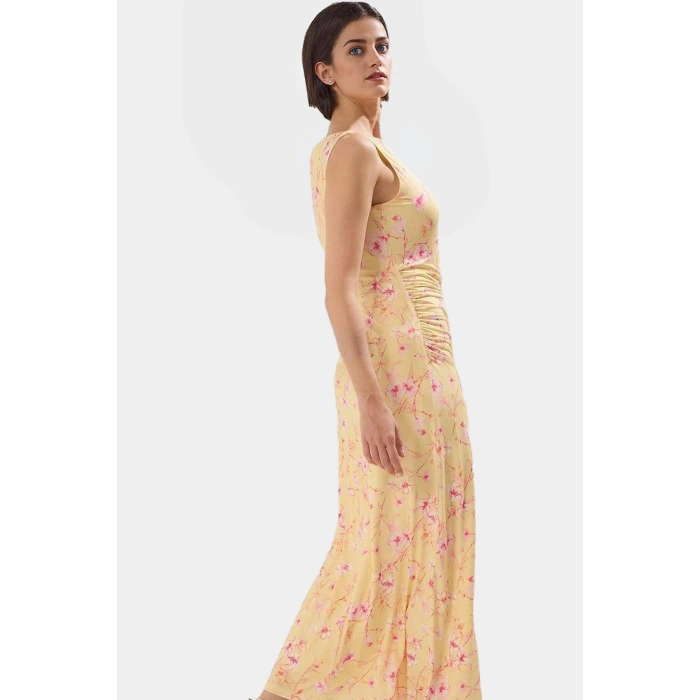 Maxi Elbise Çiçek Baskı Bodycon Kalıp Örme Kumaş Yazlık Uzun Ömürlü Özenle Seçilmiş