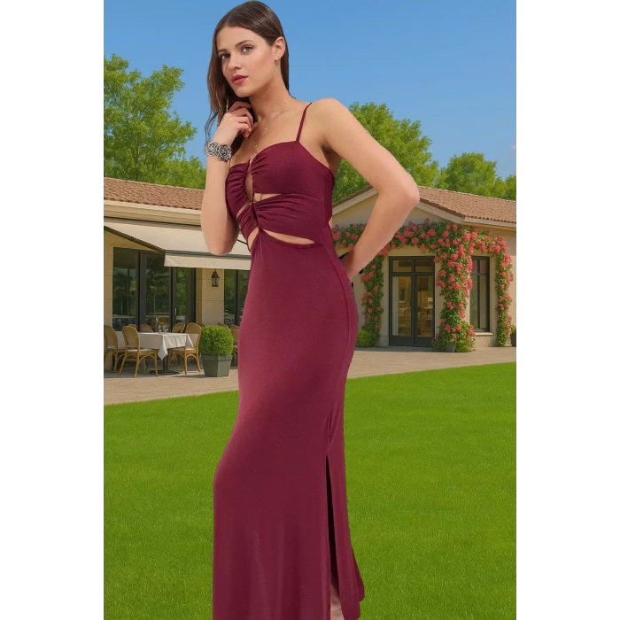 Maxi Örme Cut Out Plaj Elbisesi Viskoz Elastan Yazlık Kaliteli İşçilik Seçkin Malzeme Şık Görünüm