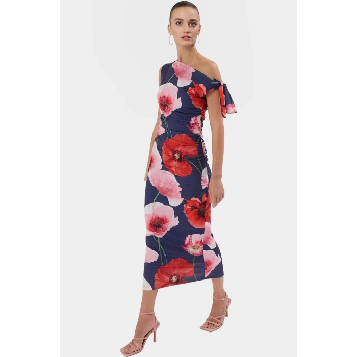 Maxi Örme Elbise Tek Omuzlu Asimetrik Yaka Şık Tasarım Modern Stil Kaliteli İşçilik
