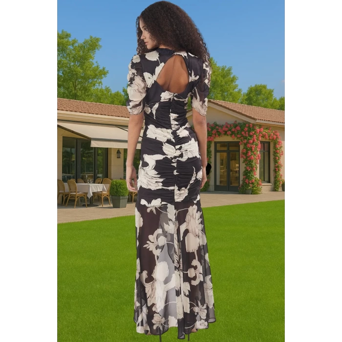 Maxi Şık Örme Elbise Çiçekli Desen Bodycon Kalıp Yazlık Kaliteli İşçilik Seçkin Malzeme