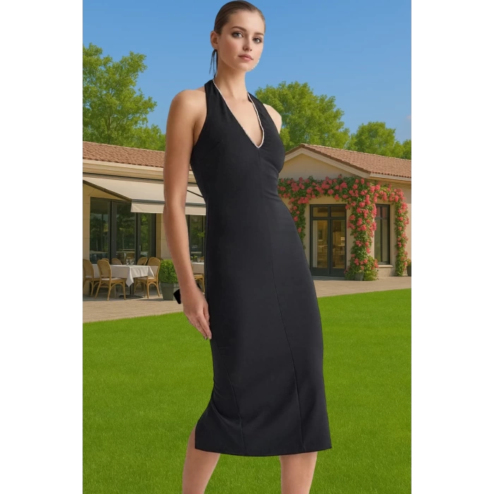 Midi Boy Elbise Vücut Şekillendirici Tasarım Polyester Elastan Premium Kalite Seçkin Malzeme