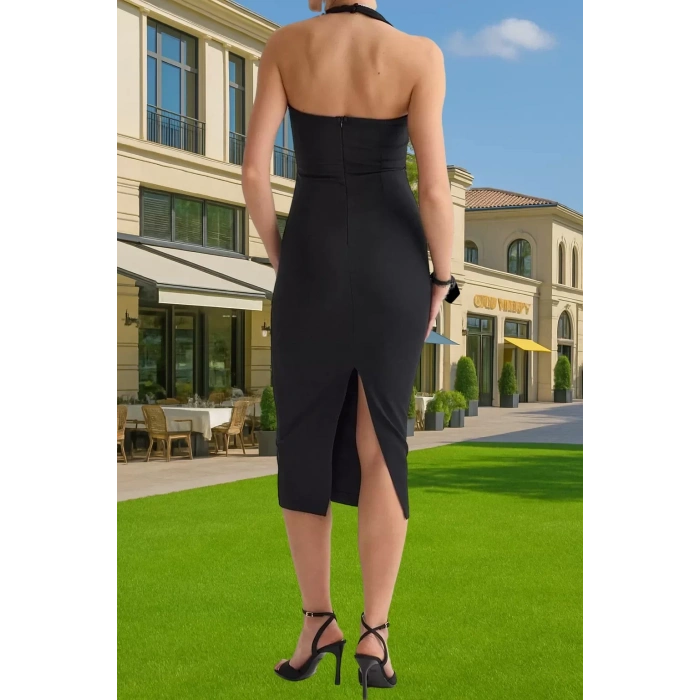 Midi Boy Elbise Vücut Şekillendirici Tasarım Polyester Elastan Premium Kalite Seçkin Malzeme